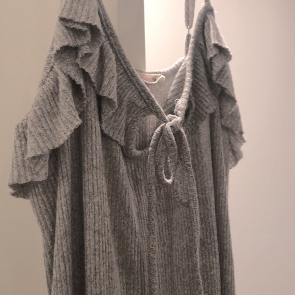 NEW [Anthropologie] Maronie Grey Ribbed Adjustable Spaghetti Strap Dress Size M - Picture 6 of 10